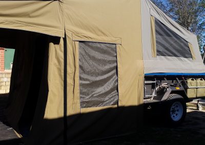 Safari camper trailer side view erected
